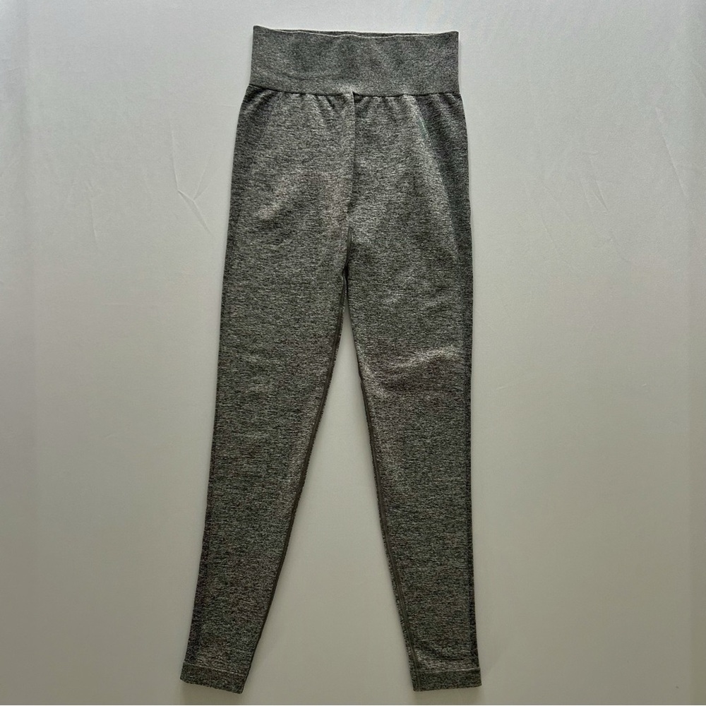 Gymshark Heather Gray Scrunch Butt High-Waist Leggings Blue Logo Size S